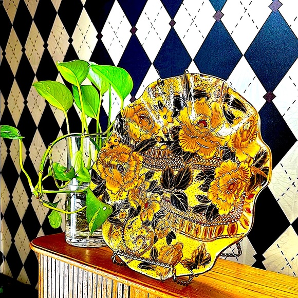 Vintage Chinese Cloisonné Plate | Ruffled Edge • Floral Enamel • 9.75” - Picture 3 of 7